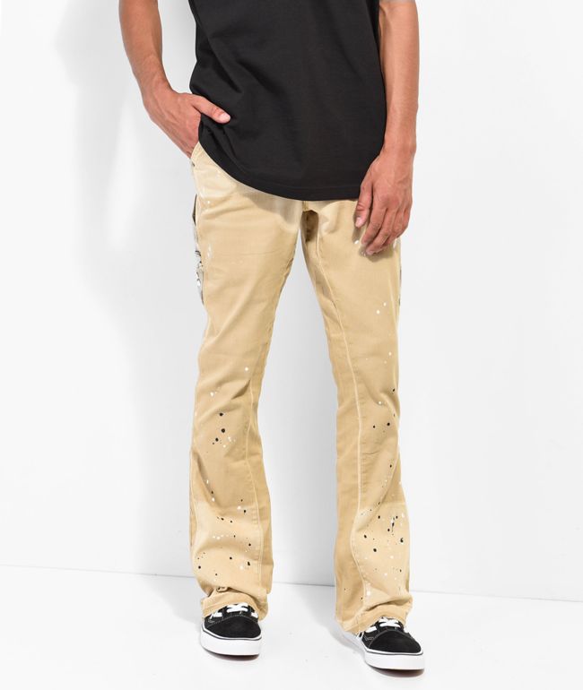 khaki flare pants