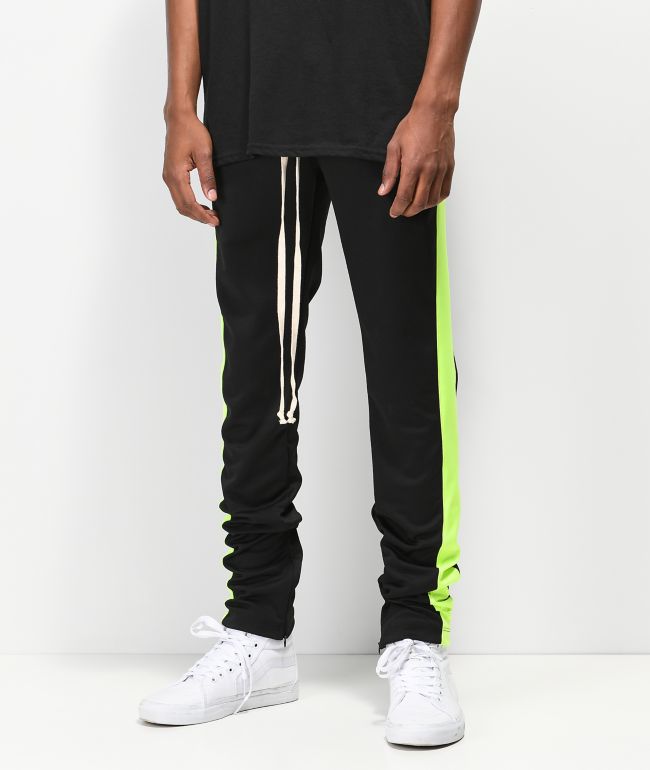 black trousers with neon stripe