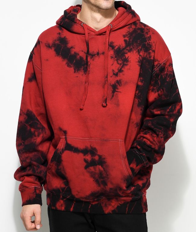 red and blue tie dye hoodie