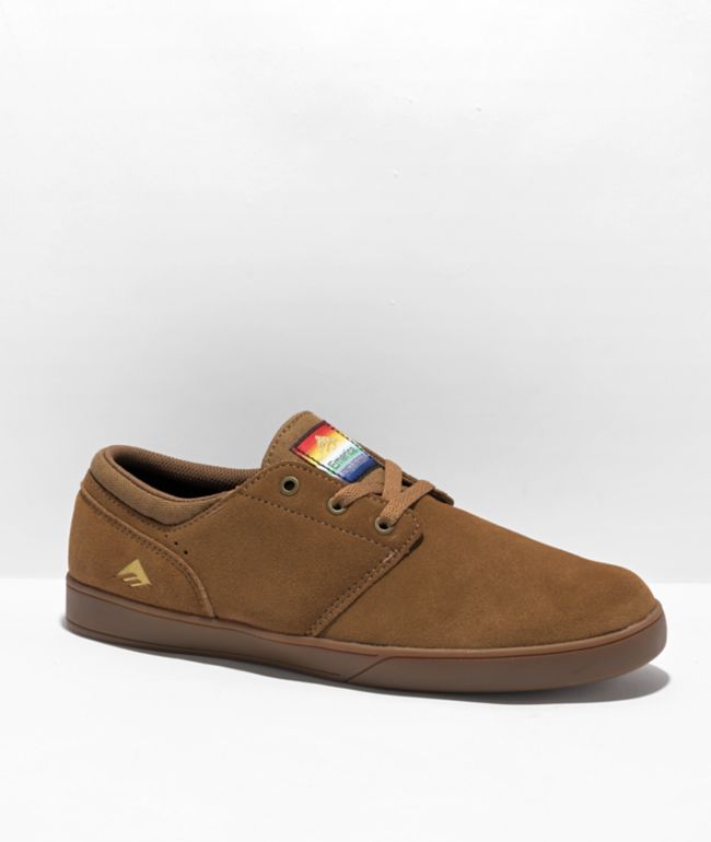 Emerica Figueroa Brown & Gum Suede Skate Shoes