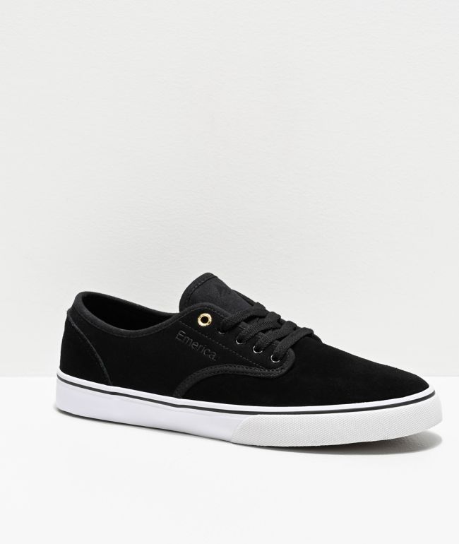 black and gold skate shoes