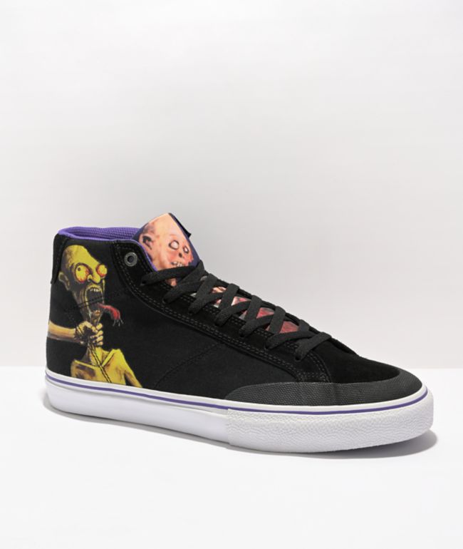 Emerica x Dinosaur Jr Omen Black & Purple High Top Skate Shoes
