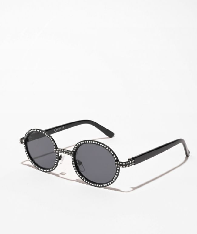 Empyre Bling Black Oval Sunglasses 