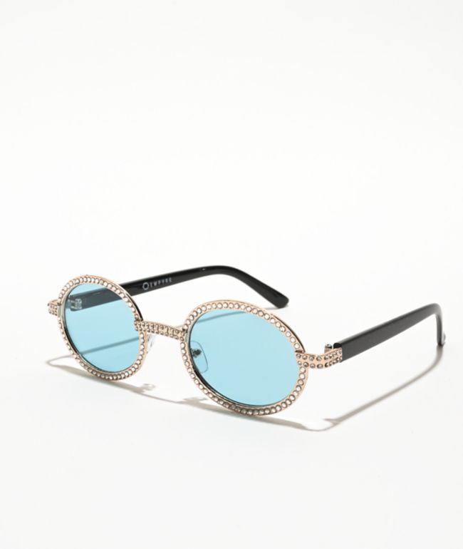 Empyre Bling Blue Round Sunglasses