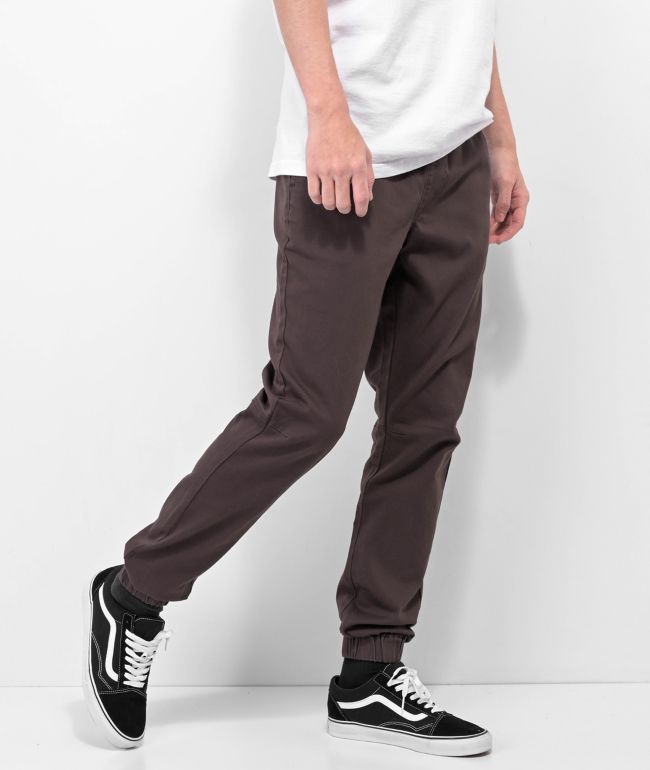 Empyre Creager Stretch Elastic Waist Brown Jogger Pants