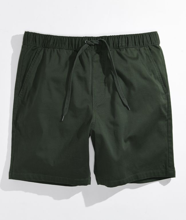Empyre Dixon Dark Green Elastic Waist Shorts
