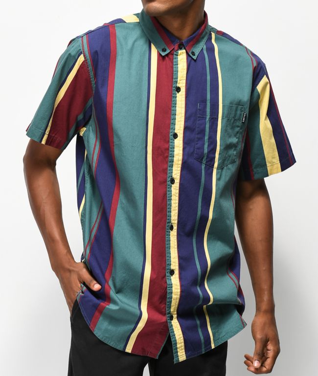 Vertical striped button up clearance