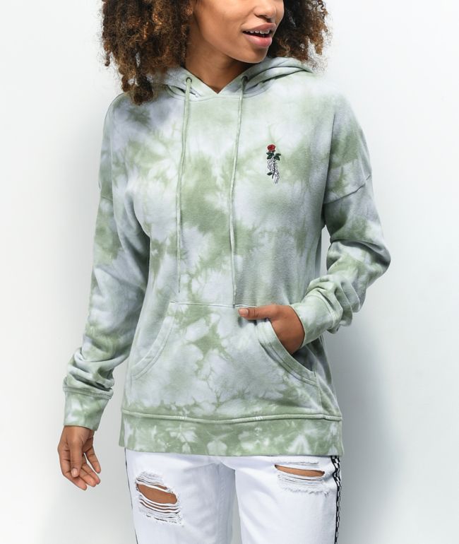 Empyre Fredia Skeleton Hand Green Tie Dye Hoodie