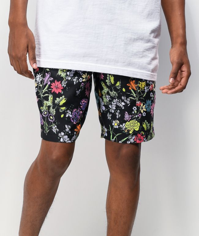 Empyre Grom shorts de baño negros y florales
