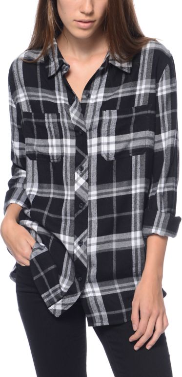 Black and white flannel women's Clearance