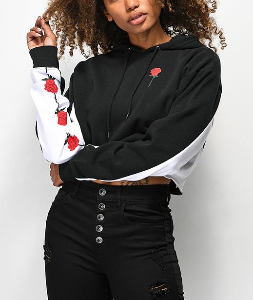 rose cropped hoodie