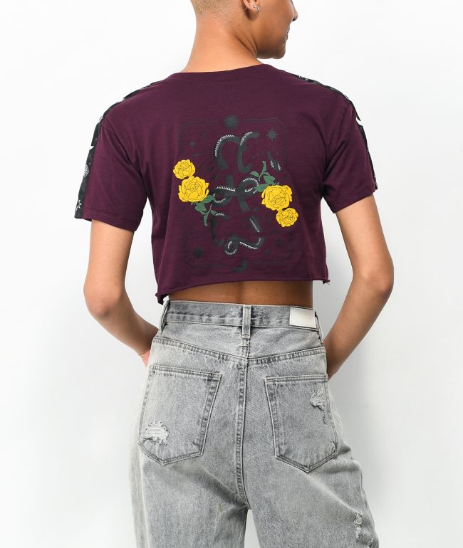 Empyre Kipsy Yellow Rose Burgundy Crop T-Shirt