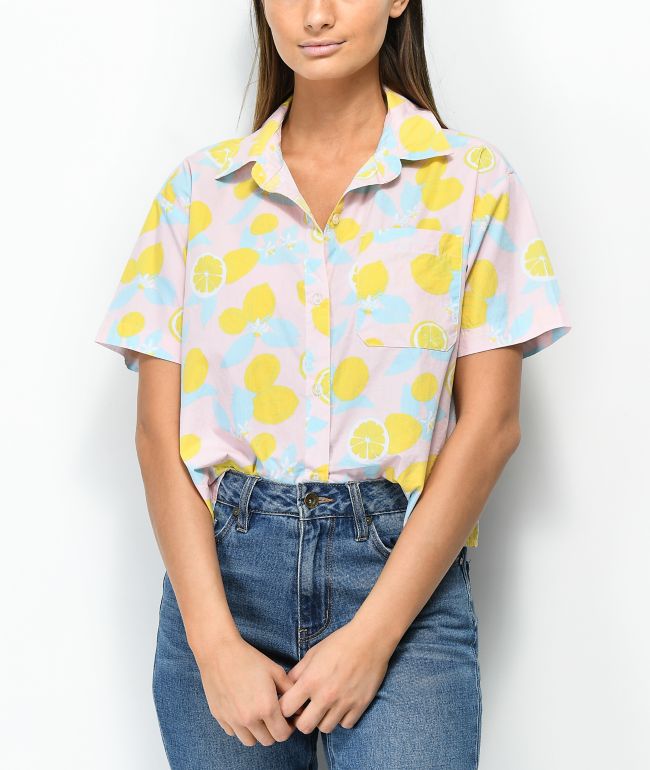 Short sleeve crop button up