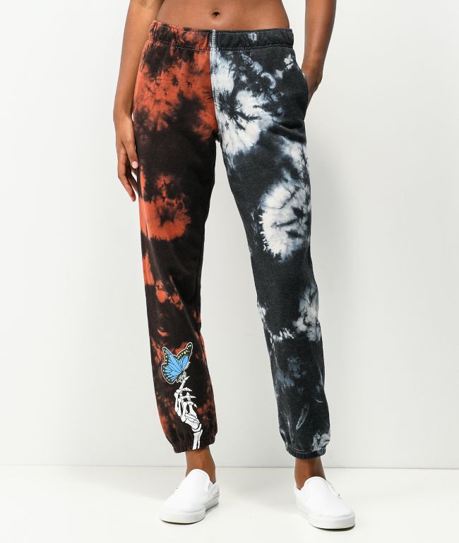 black and orange tie dye sweatpants