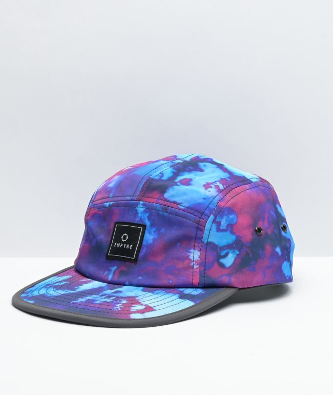 Blue Tie Dye 5 Panel Strapback Hat