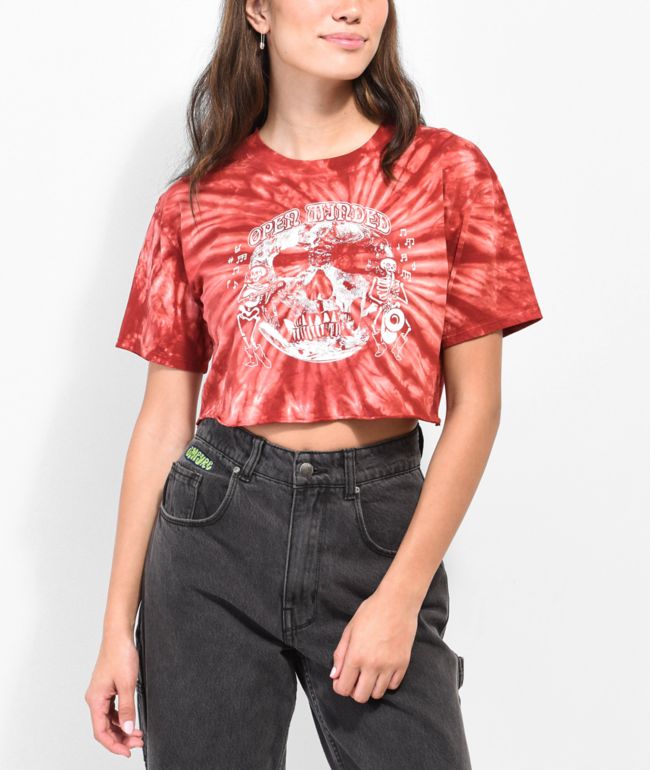 Empyre Open Minded Red Tie Dye Crop T-Shirt 
