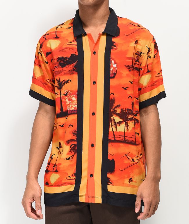 Orange and black button up shirt clearance