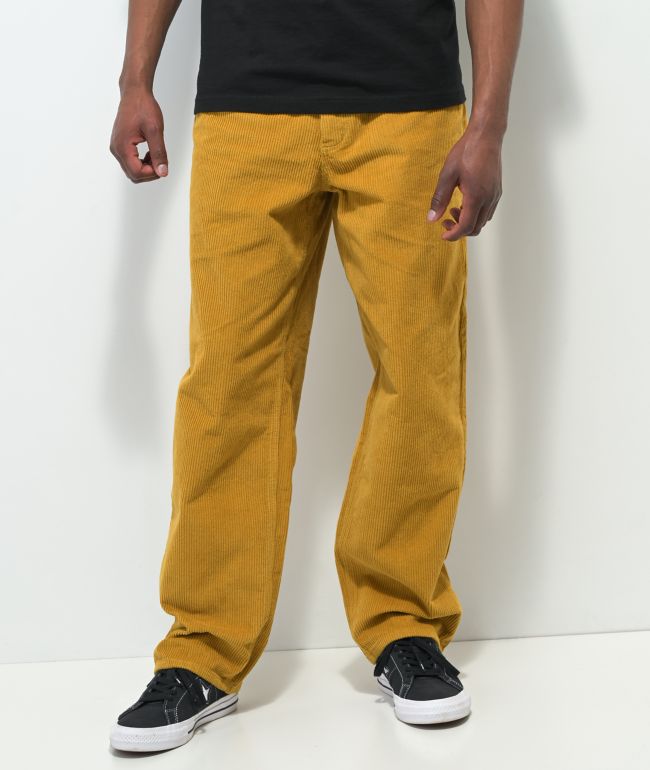 Empyre Pantalones de skate holgados de pana amarillo dorado 
