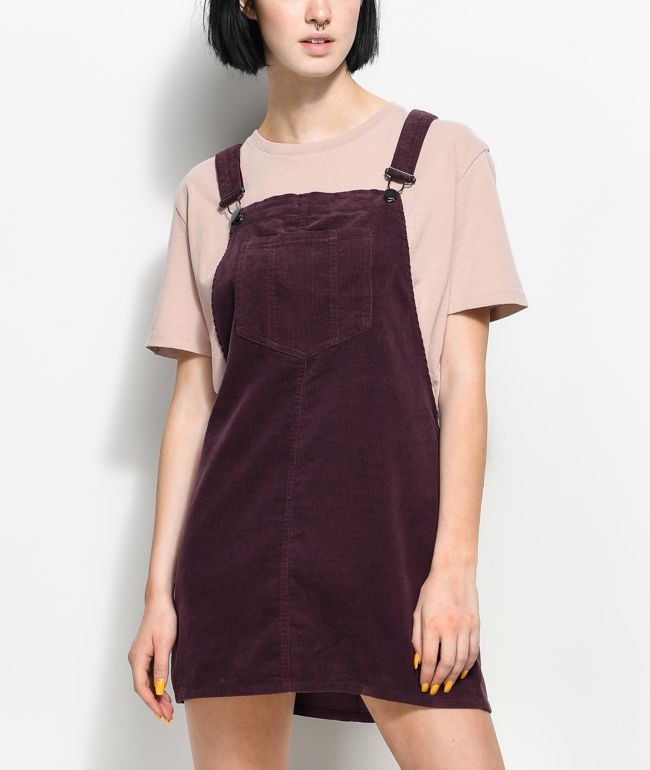 purple corduroy overall dress
