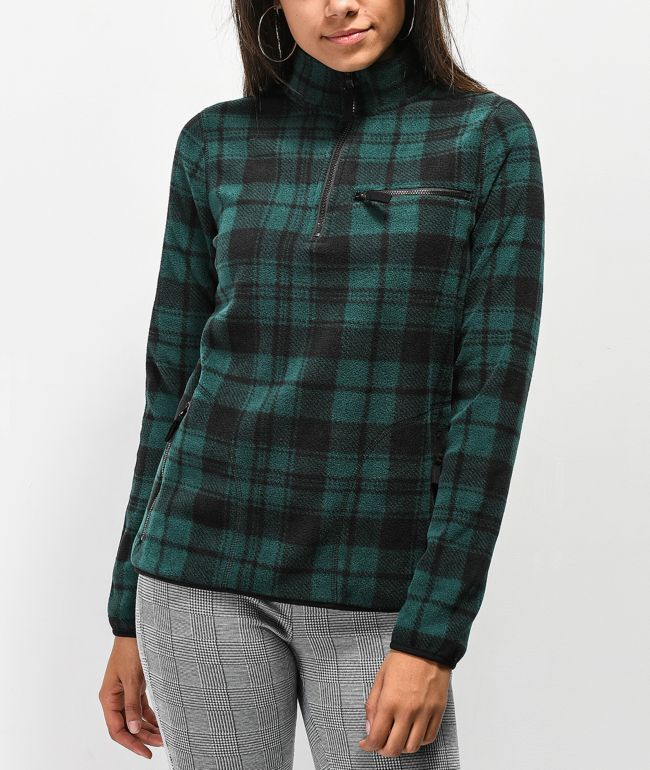 plaid half zip pullover