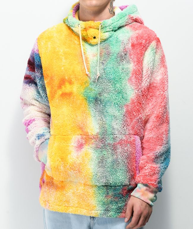 Empyre Rainbow Tie Dye Sherpa Fleece Hoodie