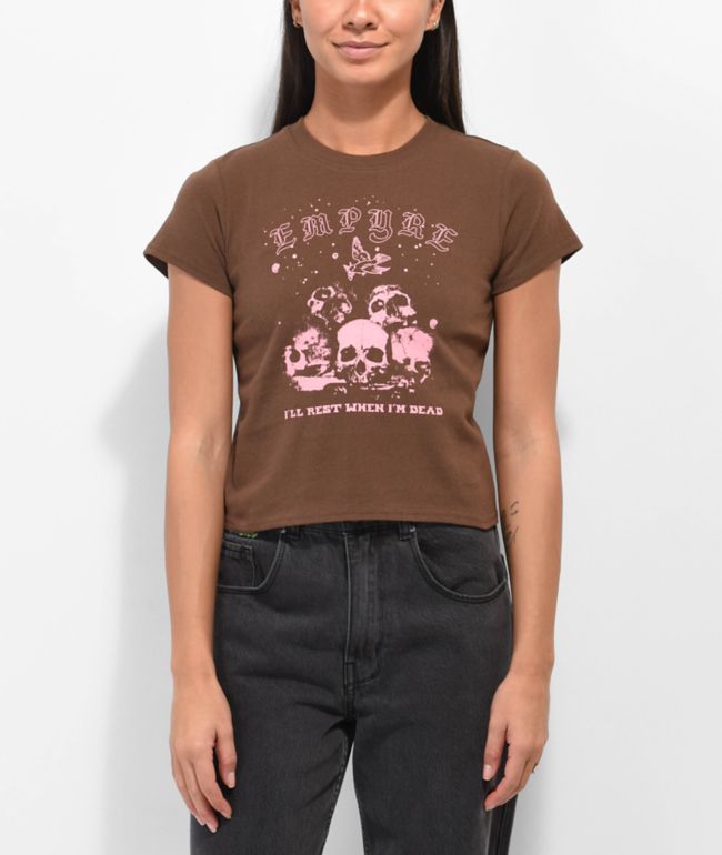 Empyre Ricky Ill Rest Brown Crop T-Shirt