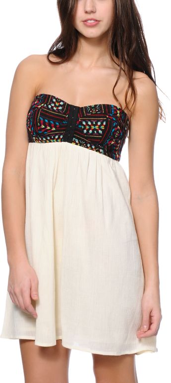 cream strapless dress