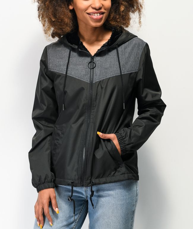 Black and grey windbreaker clearance