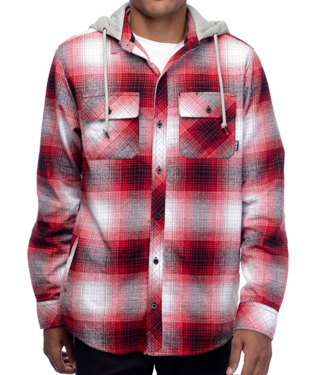 Empyre West Coast Red Shadow Hooded Flannel Shirt Zumiez Ca
