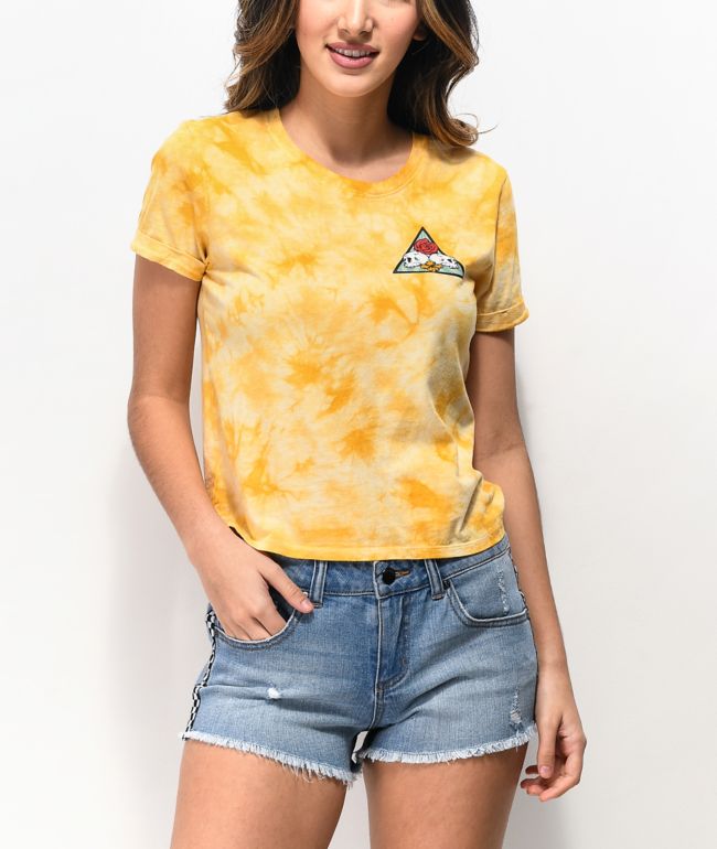 Empyre Yohanna Skull Gold Tie Dye Crop T-Shirt