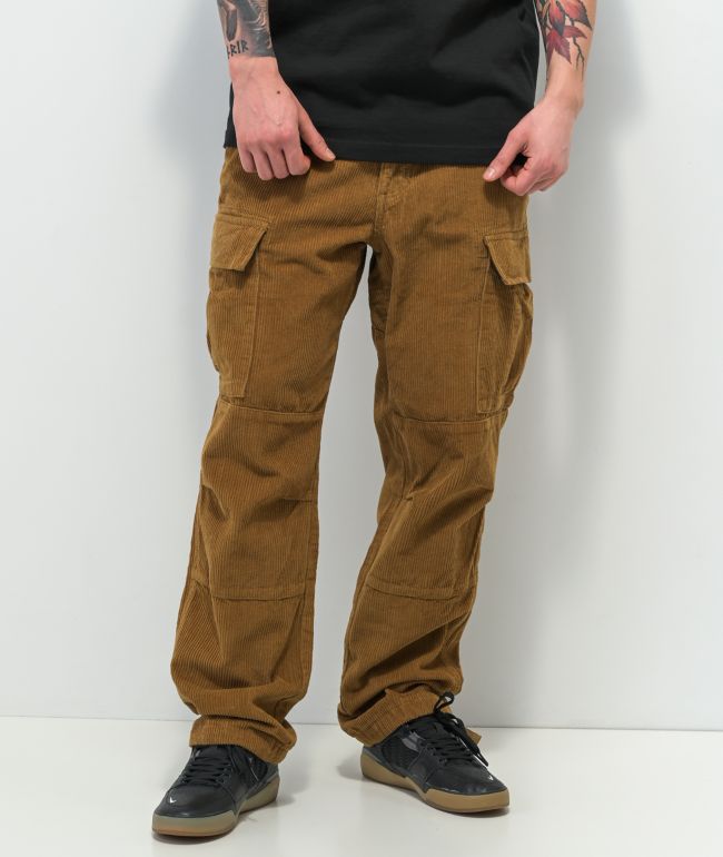 Empyre pantalones cargo de skate de pana marrón