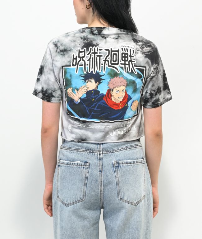 Episode x Jujutsu Kaisen Yuji & Megumi Black Tie Dye Crop T-Shirt