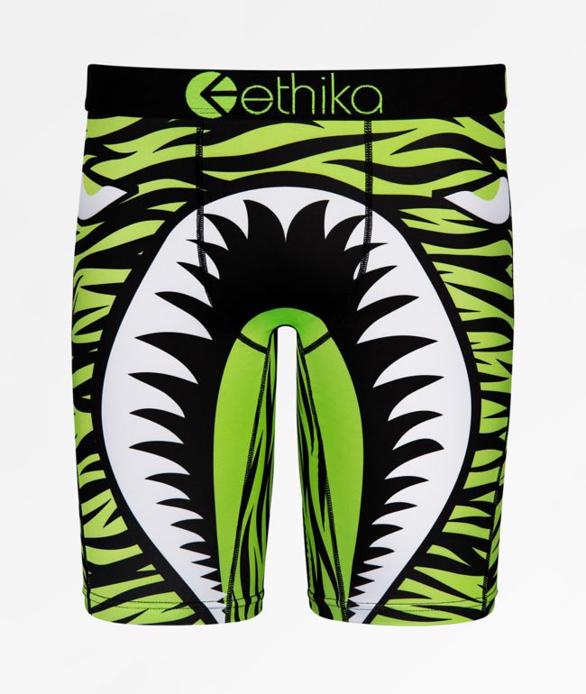 Ethika Boys War Plane Tiger Green Boxer