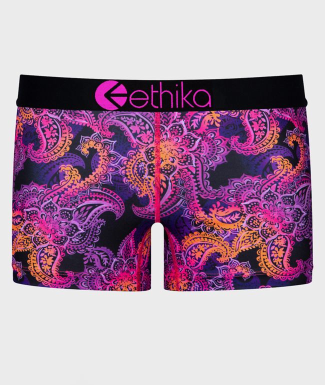 Ethika Water Paisley Purple Staple Boyshort Underwear