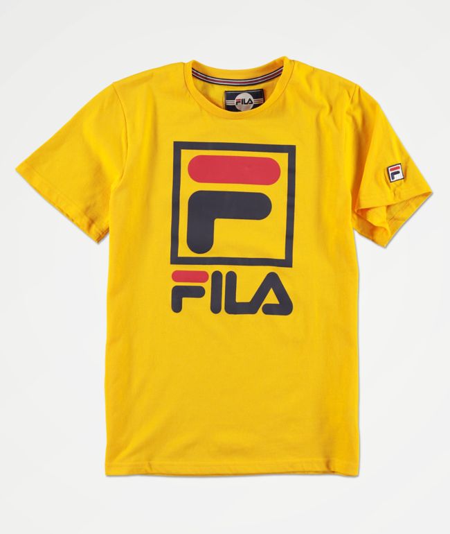 FILA Boys Stacked Logo Yellow T-Shirt 