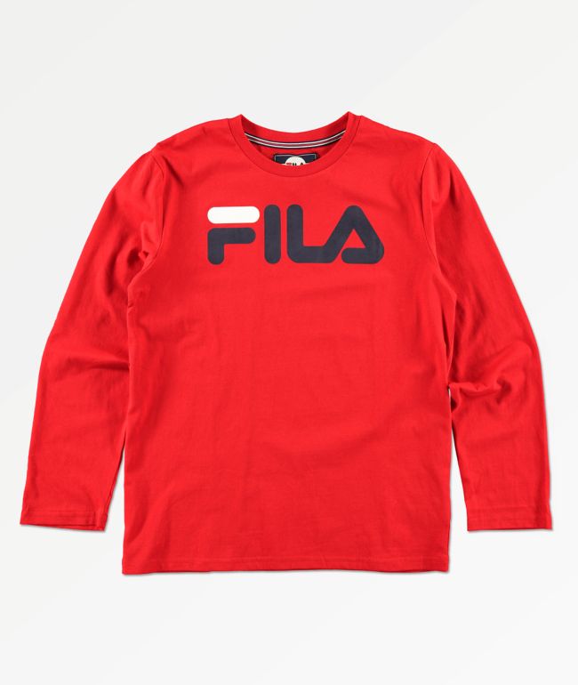 FILA Kids Classic Logo Red Long Sleeve T-Shirt