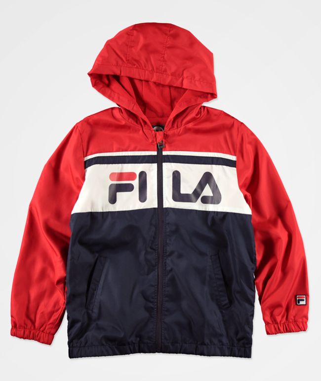 Optimistisch eetpatroon Geniet FILA Kids Colorblock Navy & Red Hooded Windbreaker Jacket