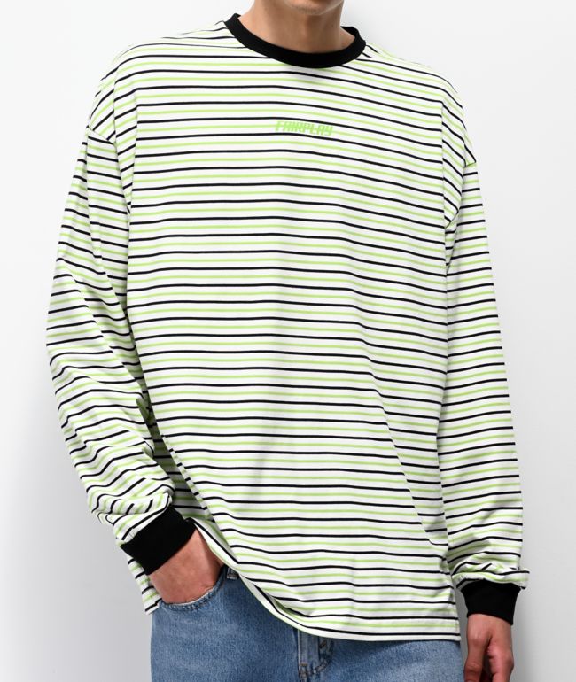 green and white striped long sleeve