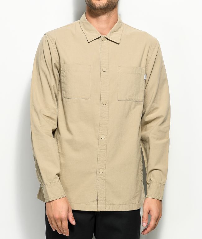 tan button up shirt