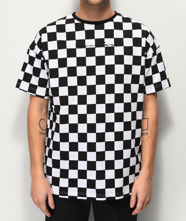 Black and white checkered t shirt Clearance