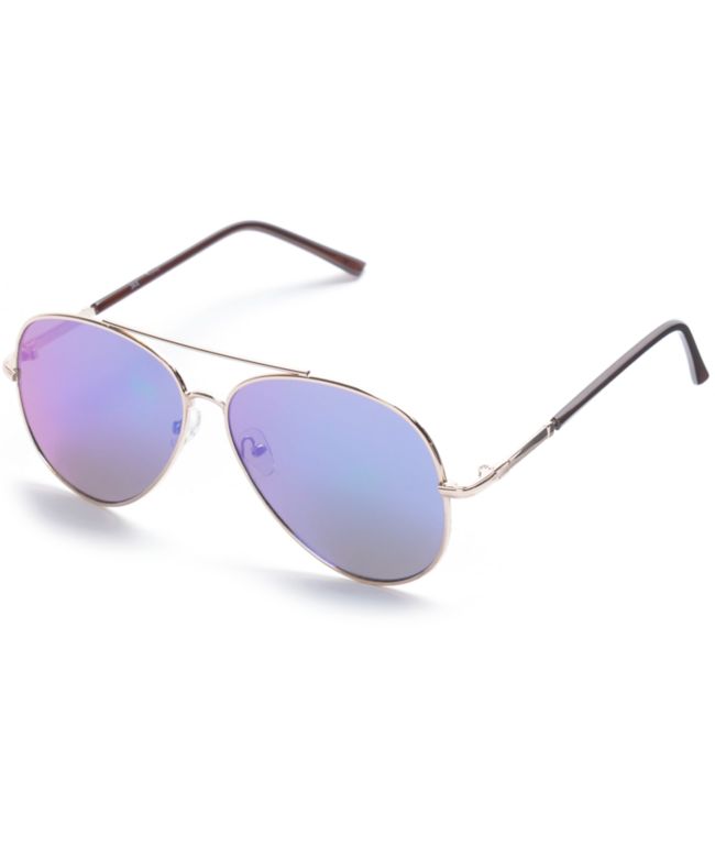 Flat Lens Aviator Green Gold Revo Sunglasses Zumiez