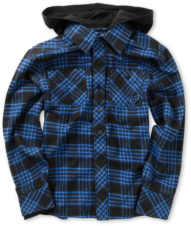 Blue and black flannel hoodie clearance