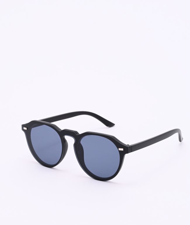 Frameless Black Round Sunglasses
