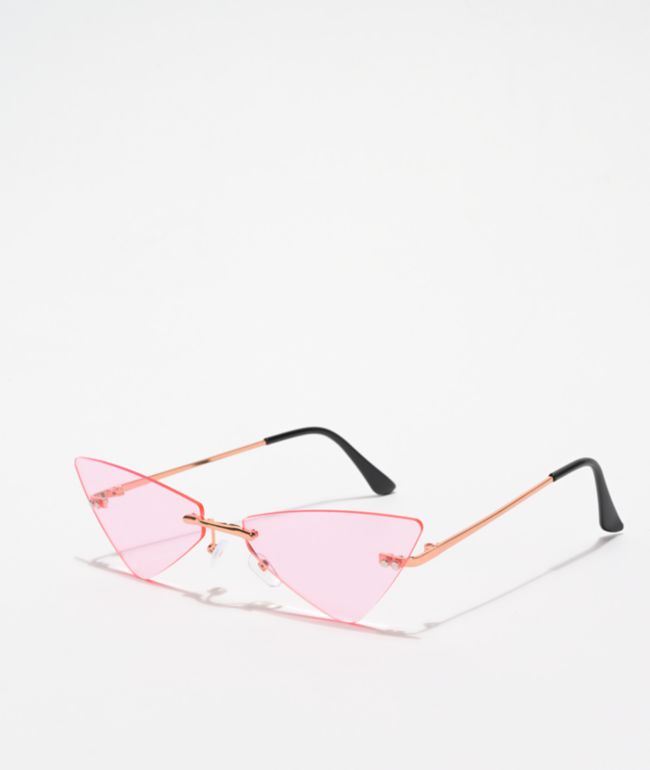 Frameless Pink Cat Eye Sunglasses