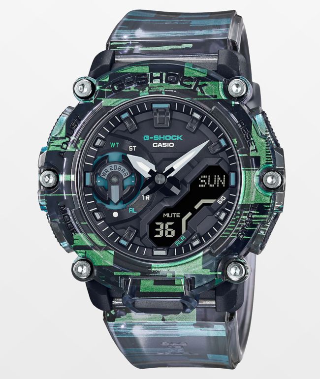 G-Shock GA2200NN-1A reloj digital y analógico transparente verde y negro