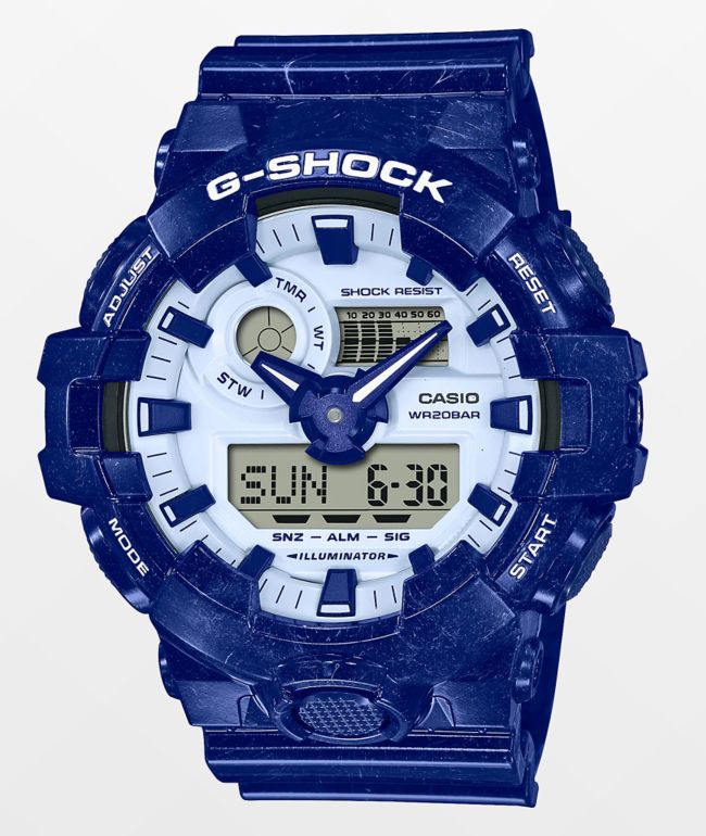 G-Shock GA700BWP-2A Reloj azul y blanco