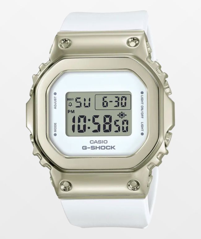 g shock white gold watch