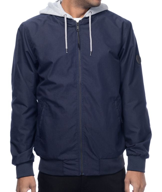 Grey hooded bomber jacket Outlet