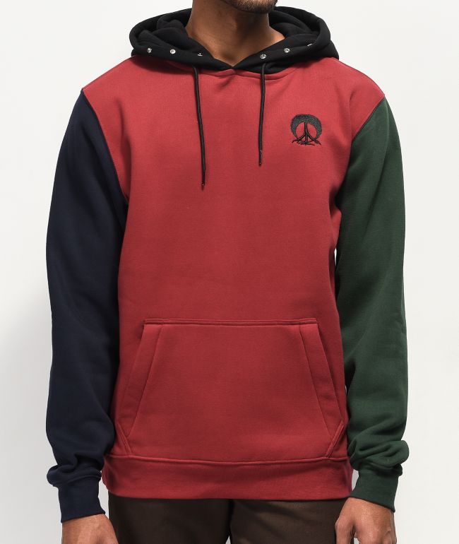 Gnarly Red, Black & Green Colorblock DWR Hoodie