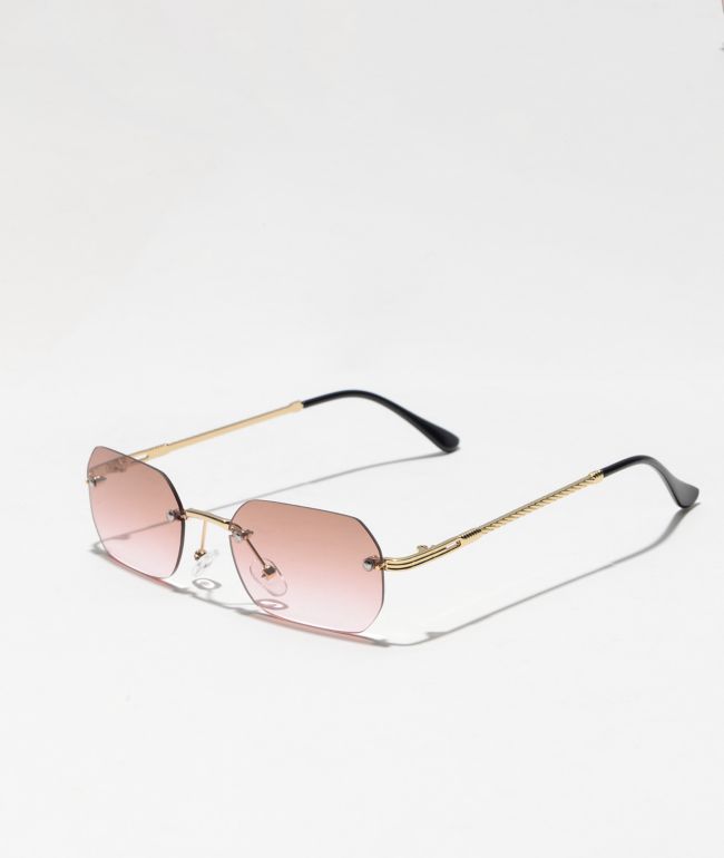 Gradient Brown Frameless Rectangle Sunglasses